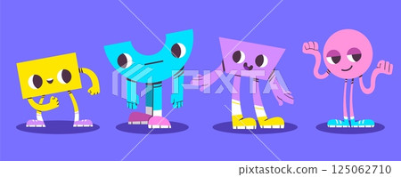Geometric doodle cute character illustrations 125062710