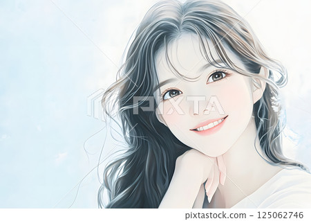 Beautiful Asian woman smiling. Portrait in soft morning light 125062746