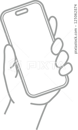 操作智慧型手機的手_單色_用左手斜握智慧型手機 125062874