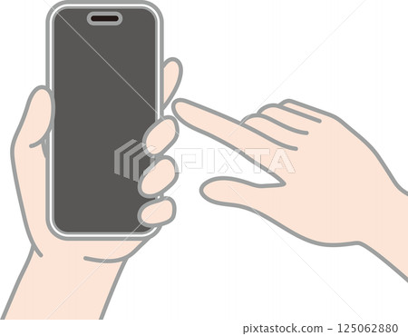操作智慧型手機的手_顏色_垂直握住智慧型手機並用右手操作 125062880
