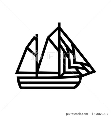 ketch ancient ship line icon vector illustration 125063007