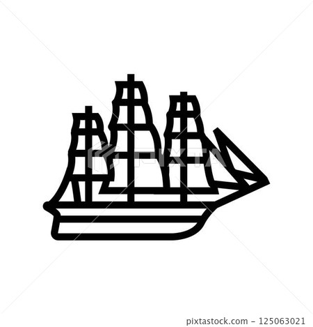 clipper ancient ship line icon vector illustration clipper ancient ship line icon vector illustration 125063021