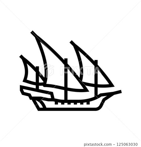 xebec ancient ship line icon vector illustration 125063030