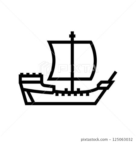 brigantine ancient ship line icon vector illustration brigantine ancient ship line icon vector illustration 125063032