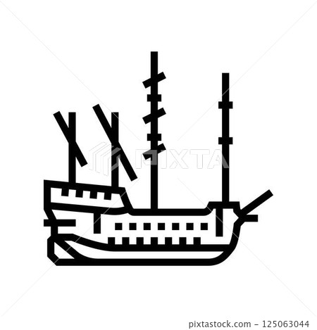 bireme ancient ship line icon vector illustration 125063044