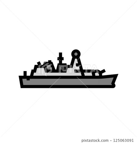 naval destroyer ship color icon vector illustration naval destroyer ship color icon vector illustration 125063091