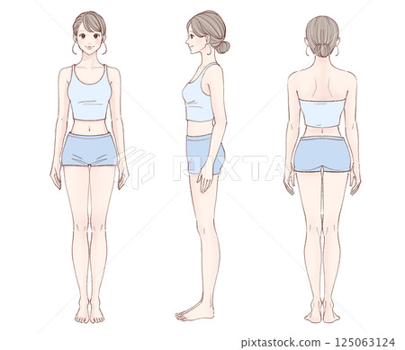 女人全身插圖集[正面，側面，背面] 125063124