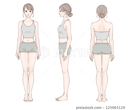 女人全身插圖集[正面，側面，背面] 125063129