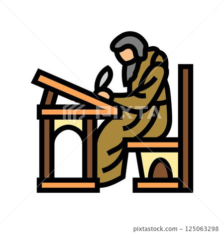 monk scribe byzantine color icon vector illustration monk scribe byzantine color icon vector illustration 125063298