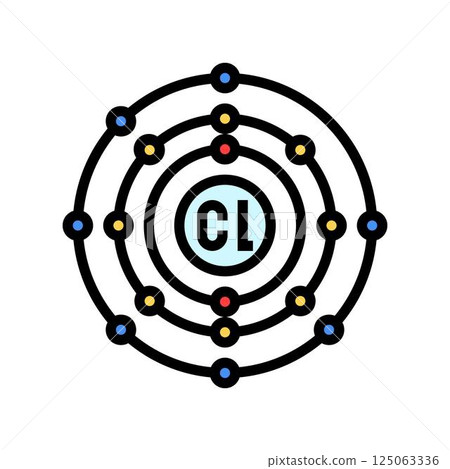 chlorine atom bleach color icon vector illustration 125063336