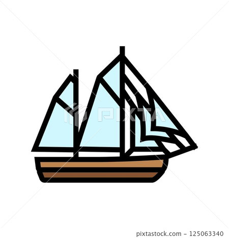 ketch ancient ship color icon vector illustration 125063340
