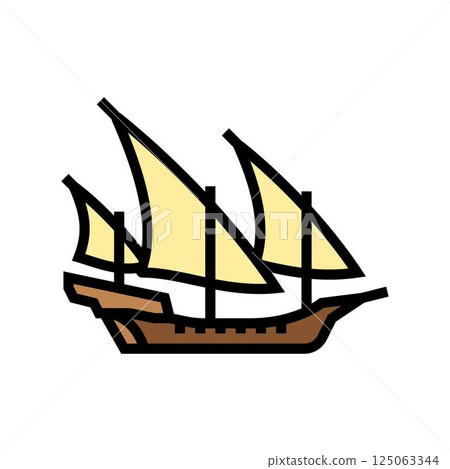 xebec ancient ship color icon vector illustration 125063344