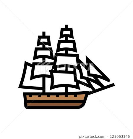 brigantine ancient ship color icon vector illustration 125063346