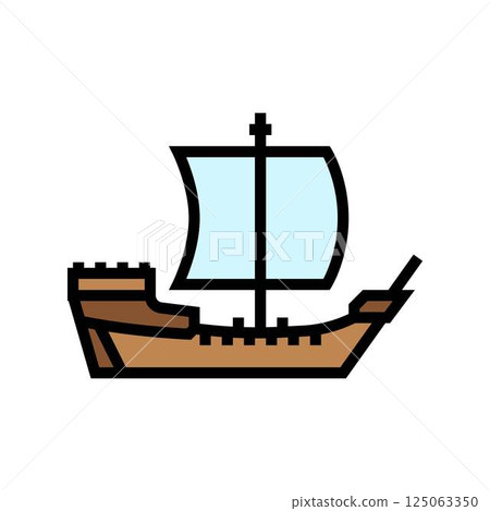 cog ancient ship color icon vector illustration 125063350