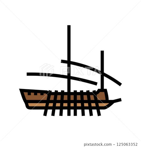 galley ancient ship color icon vector illustration galley ancient ship color icon vector illustration 125063352