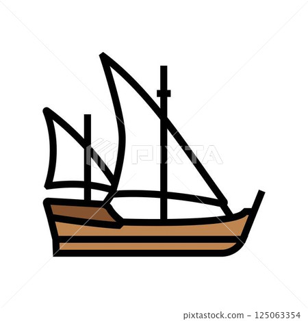caravel ancient ship color icon vector illustration 125063354