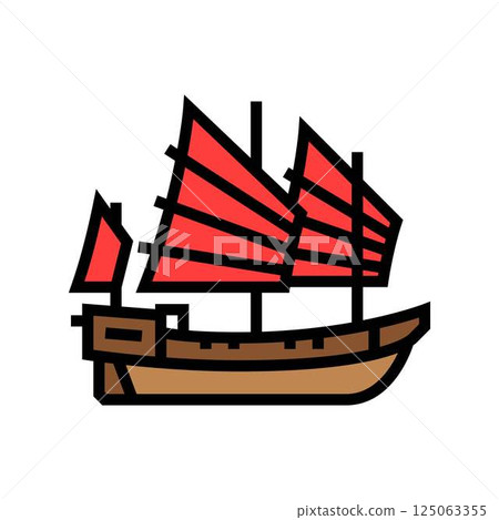 junk ancient ship color icon vector illustration 125063355