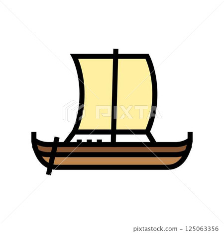knarr ancient ship color icon vector illustration 125063356