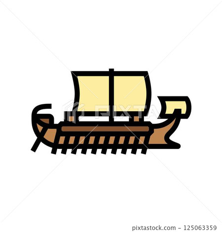 quinquereme ancient ship color icon vector illustration quinquereme ancient ship color icon vector illustration 125063359