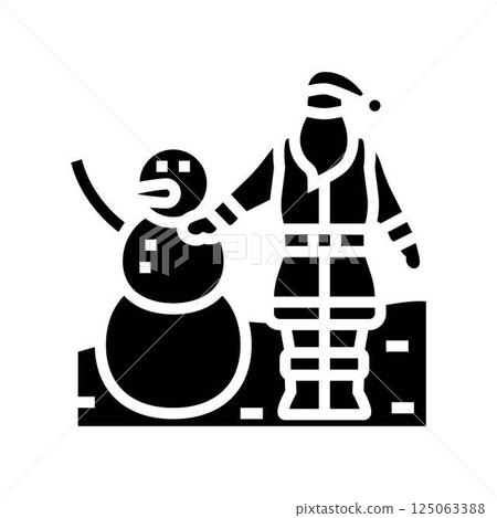 santa claus snowman glyph icon vector illustration 125063388