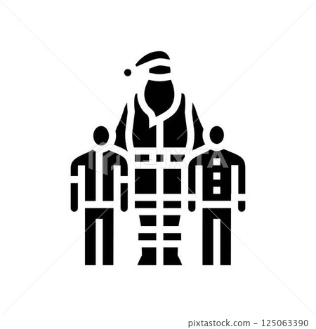 santa claus hugging children glyph icon vector illustration 125063390