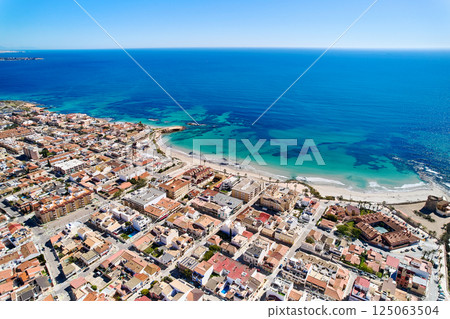 Aerial view coastal spanish town of Torre de la Horadada  125063504