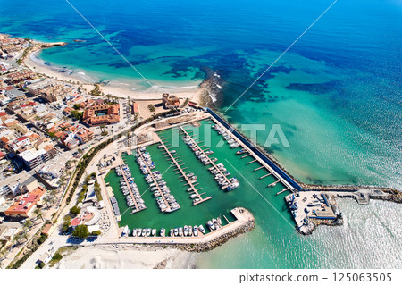 Aerial view coastal spanish town of Torre de la Horadada  125063505