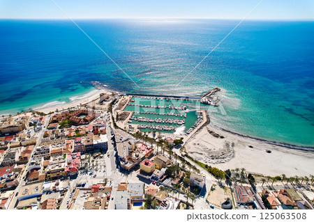 Aerial view coastal spanish town of Torre de la Horadada Aerial view coastal spanish town of Torre de la Horadada 125063508