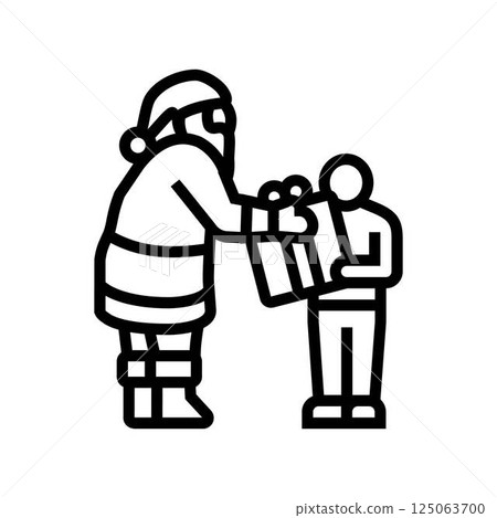 santa claus delivering gifts line icon vector illustration santa claus delivering gifts line icon vector illustration 125063700