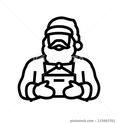 santa claus reading a letter line icon vector illustration 125063701