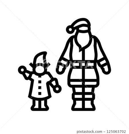 santa claus elves line icon vector illustration 125063702