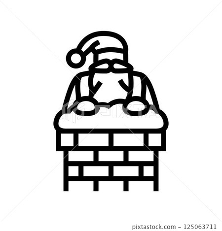 santa claus in a chimney line icon vector illustration santa claus in a chimney line icon vector illustration 125063711