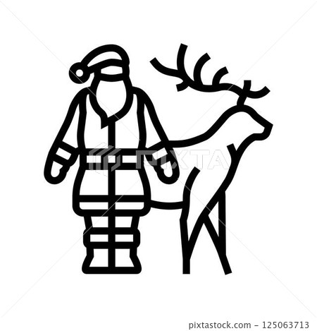 santa claus reindeer line icon vector illustration santa claus reindeer line icon vector illustration 125063713