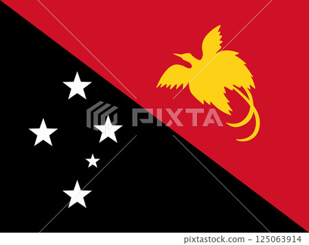 Official national Flag of Papua New Guinea. Flag of the Independent State of Papua New Guinea. Vector illustration 125063914