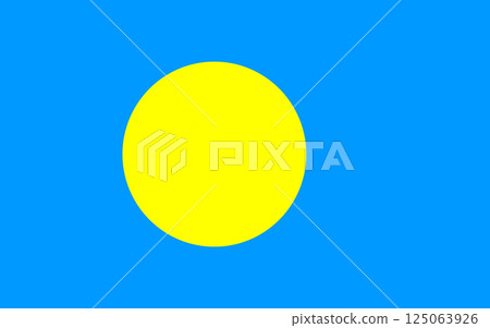 Official state Flag of the Palau. Flag of the Republic of Palau. Oceania. Vector illustration 125063926