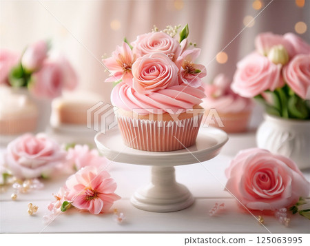 Mother's Day pink celebration cupcakes 125063995