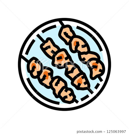 souvlaki chicken dish color icon vector illustration 125063997