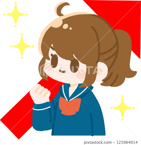 Illustration of a female student happy about her improved grades (no main lines) Illustration of a female student happy about her improved grades (no main lines) 125064014