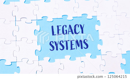 Puzzle with the word Legacy Systems written in the middle Puzzle with the word Legacy Systems written in the middle 125064215