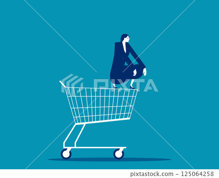 Inflation, rising prices, Merchants sitting on empty shopping carts 125064258