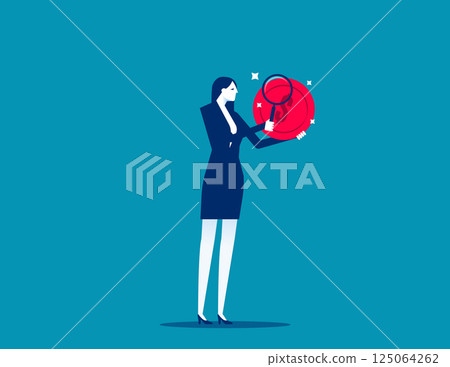 Merchant with a magnifying glass studying a coin held in hand, business research and analysis, monetary research Merchant with a magnifying glass studying a coin held in hand, business research and analysis, monetary research 125064262