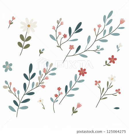 可愛的野花插圖 125064275