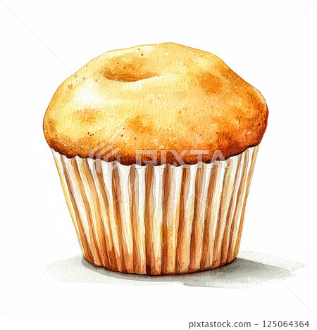 Close up of a yellow cupcake with a brown frosting Close up of a yellow cupcake with a brown frosting 125064364