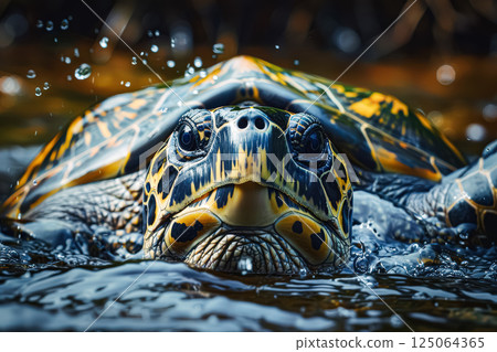 Turtle is swimming in the water 125064365