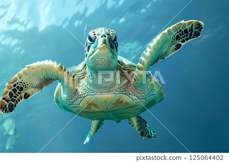 Turtle is swimming in the ocean 125064402