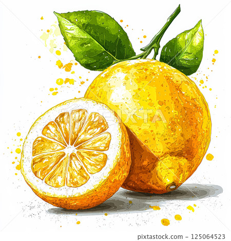 Close up of a lemon with a slice missing Close up of a lemon with a slice missing 125064523