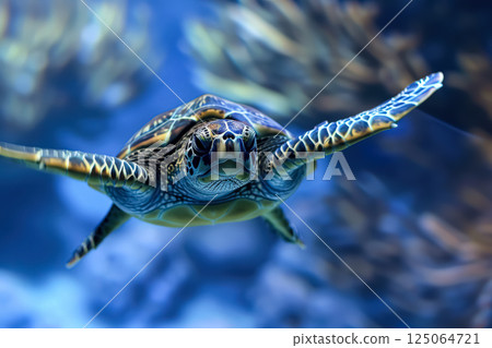 Turtle swimming in the ocean Turtle swimming in the ocean 125064721