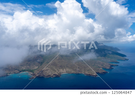 Aerial view of Hiva Oa island in the Marquesas, French Polynesia Aerial view of Hiva Oa island in the Marquesas, French Polynesia 125064847