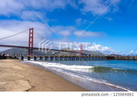 Golden Gate Bridge view from the Beach, San Francisco, USA Golden Gate Bridge view from the Beach, San Francisco, USA 125064861