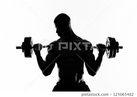 Man is lifting a weight in a gym 125065482